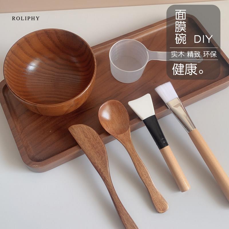 涂抹式面膜刷日式高端木质面膜碗刷子DIY调膜工具SPA皮肤管理美容