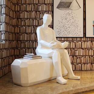 户外校园广场小区园林景观抽象看书摆件阅读者读书人物玻璃钢雕