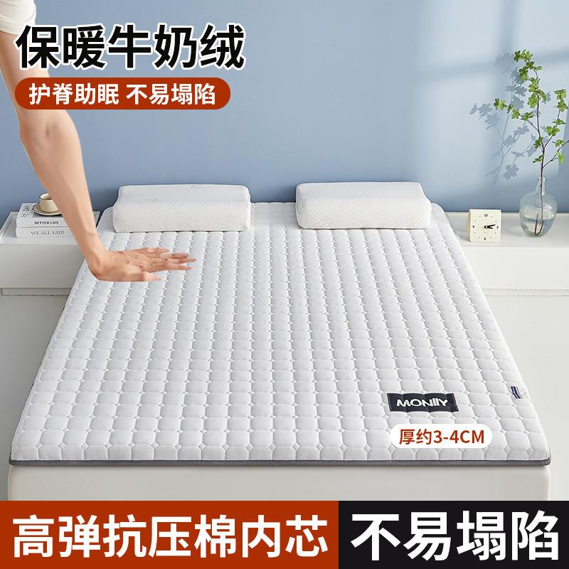 牛奶绒床垫加绒加厚方格床护垫家用榻榻米保暖垫子学生宿舍厚床褥
