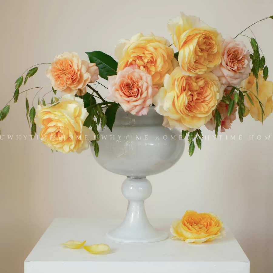 法式中古黑白复古提手琉璃高脚花瓶风灯花器软装摆件,家居饰品,花瓶,淘宝优惠券,粉丝福利购,淘宝优惠卷