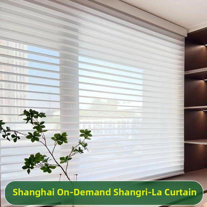 上海定制香格里拉百叶窗办公室阳光房阳台遮光手动电动门到门安装图片