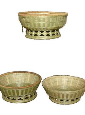 竹制品大全手工竹编馒头筐篮子编织竹制品圆筲箕家用放烙饼竹筐新