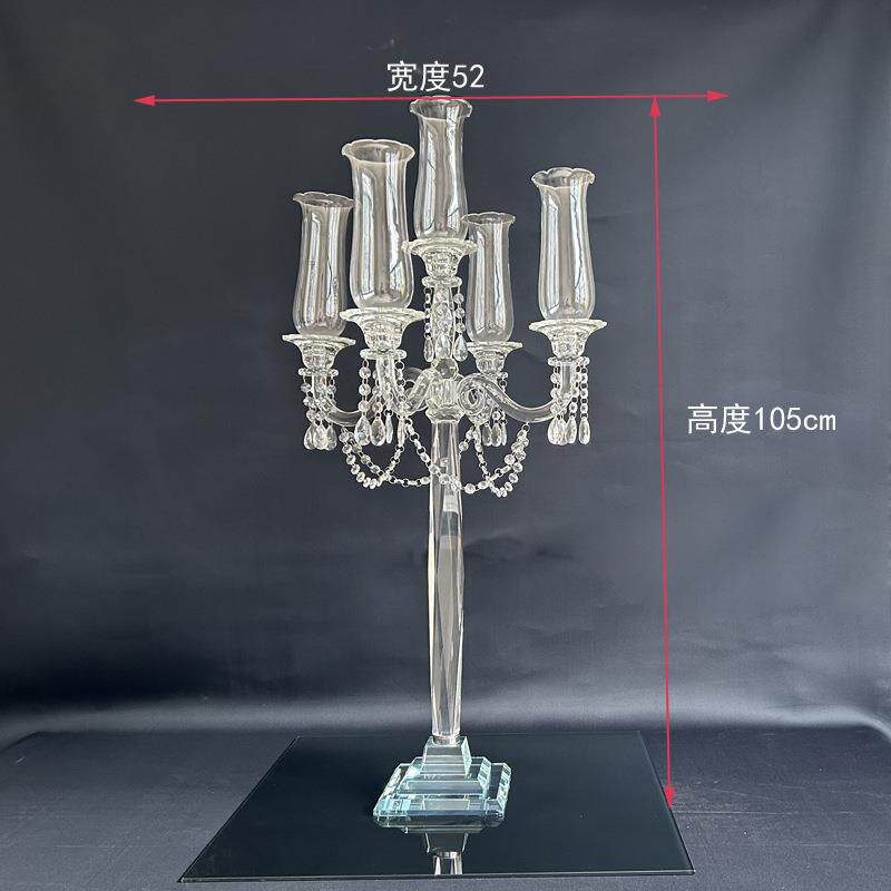 五头欧式水晶烛台婚庆气氛装饰品创意浪漫玻璃烛台样板房摆件
