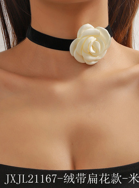 choker跨境香风复古米色晚宴项链