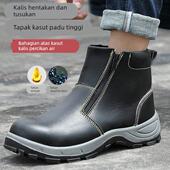 高帮防水劳保鞋 男钢包头防砸防刺钢板耐磨实心底耐铁屑电焊工地靴