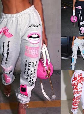 Pants Casual Trousers Women Womens Plus Size Letter Print