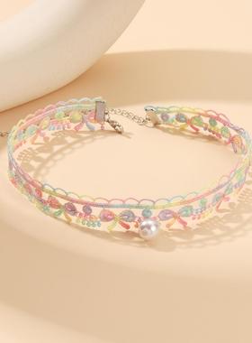 chokerins蕾丝花边项圈锁骨项链