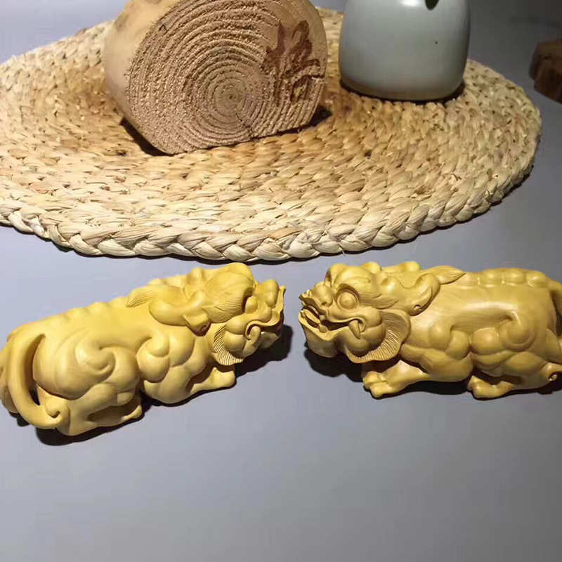 文玩木雕貔貅件手把厂家把玩黄杨木供应小叶工艺品雕刻件家居