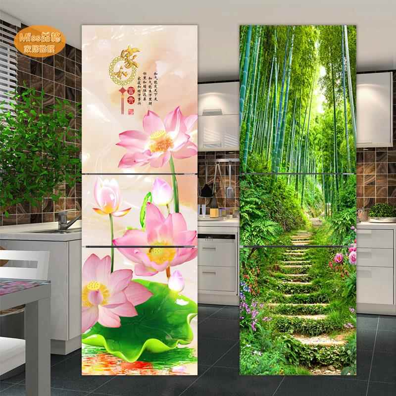 现代简约麋鹿创意风景冰箱贴纸装饰遮挡画贴画全贴防水自粘翻新膜图片