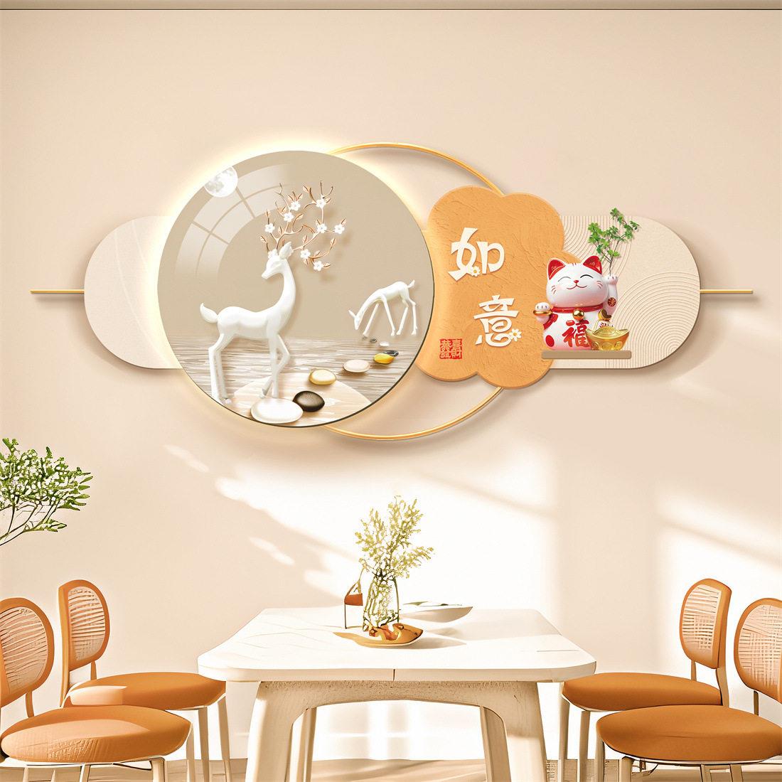 led发光灯画餐厅装饰画饭厅墙面挂画客厅背景墙壁画2025新款墙画