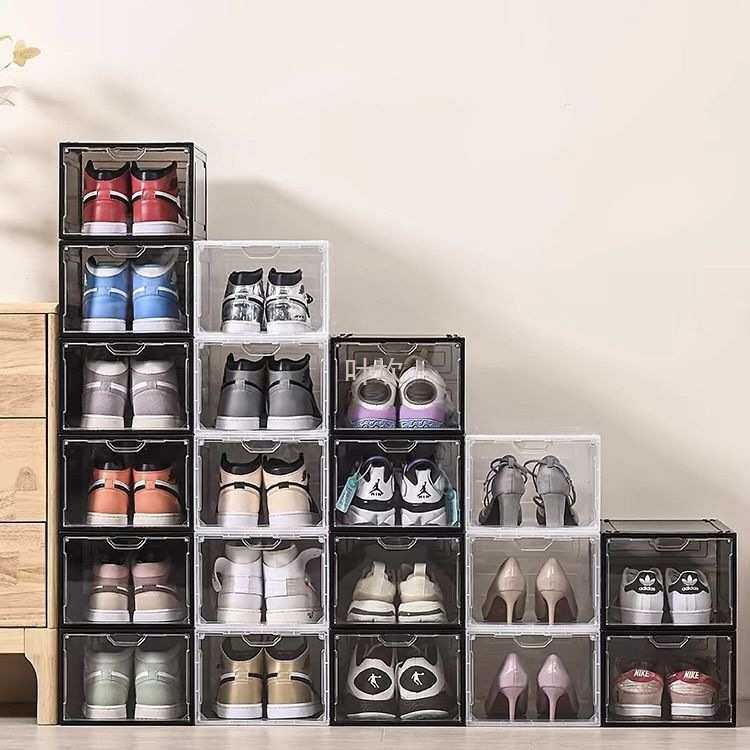 Y禊4鞋盒收纳盒透明鞋子收纳加厚磁吸亚克力简易硬塑料宿舍鞋架展