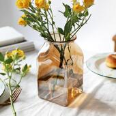 欧式 玻璃大花瓶五彩色透明插花水培富贵竹百合绿萝摆件简约干花瓶