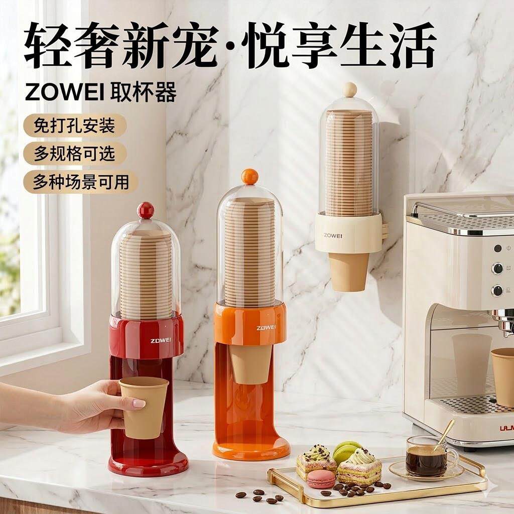 一次性杯子取杯器饮水机水杯架子家用壁挂免打孔收纳纸杯架取杯架
