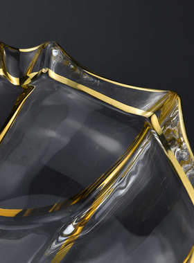 XXSP 热销玻璃透明烟灰缸创意个性客厅办公室KTV酒吧描金烟缸