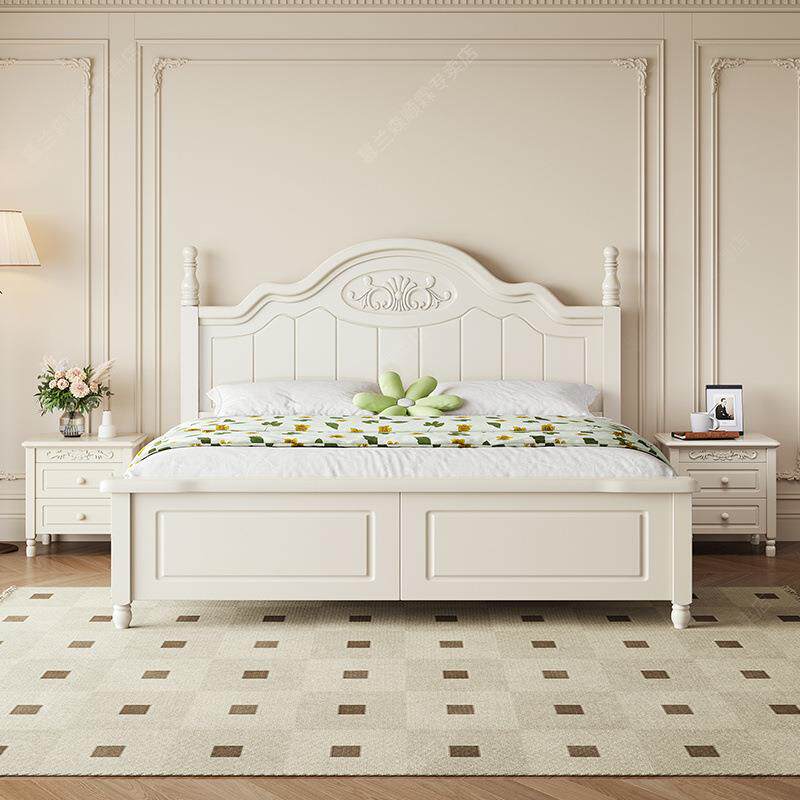 金丝檀木美式全实木床.双人床主卧家用.米加厚储物白色婚床