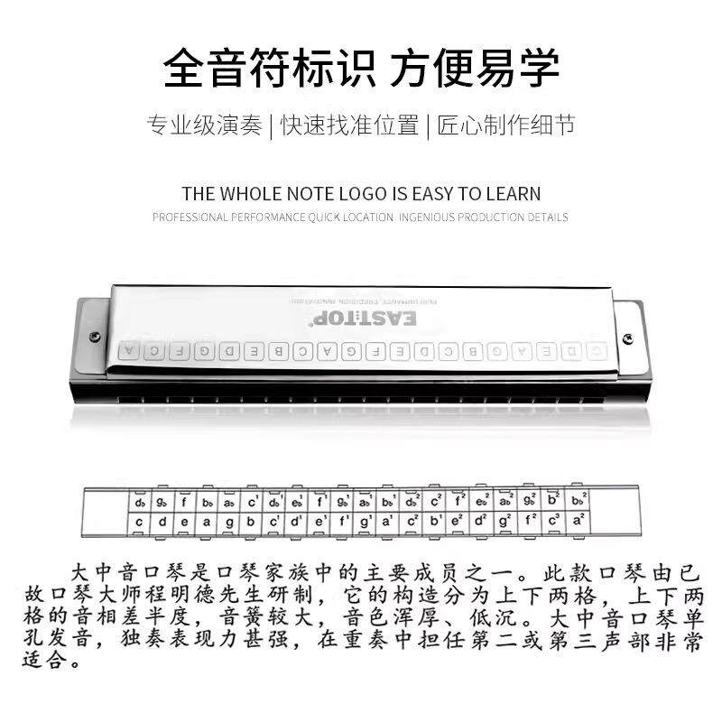 Easttop 东方鼎MN30大中音20孔口琴 高级专业演奏级乐队进阶演出
