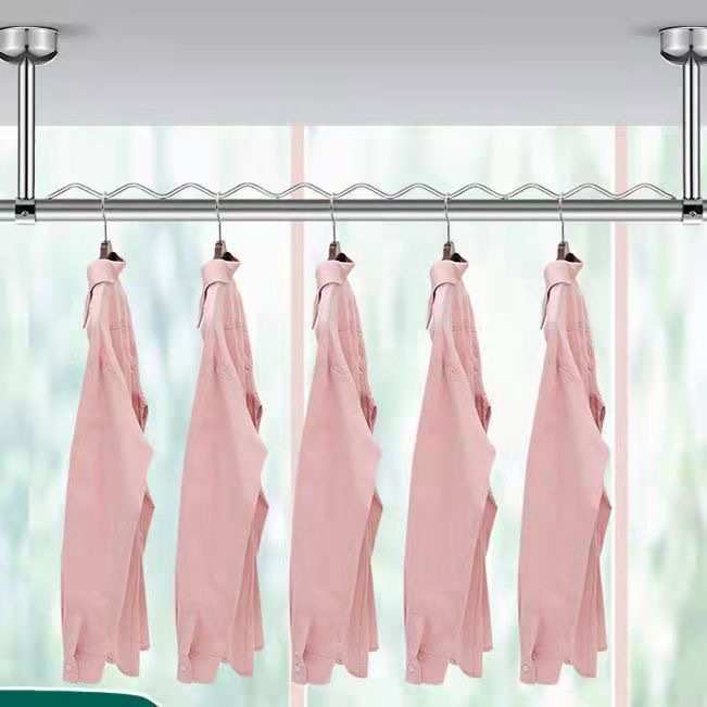 304不锈钢悬挂阳台顶装侧装固定式挂衣杆吊顶晾衣架晒衣架晾衣服