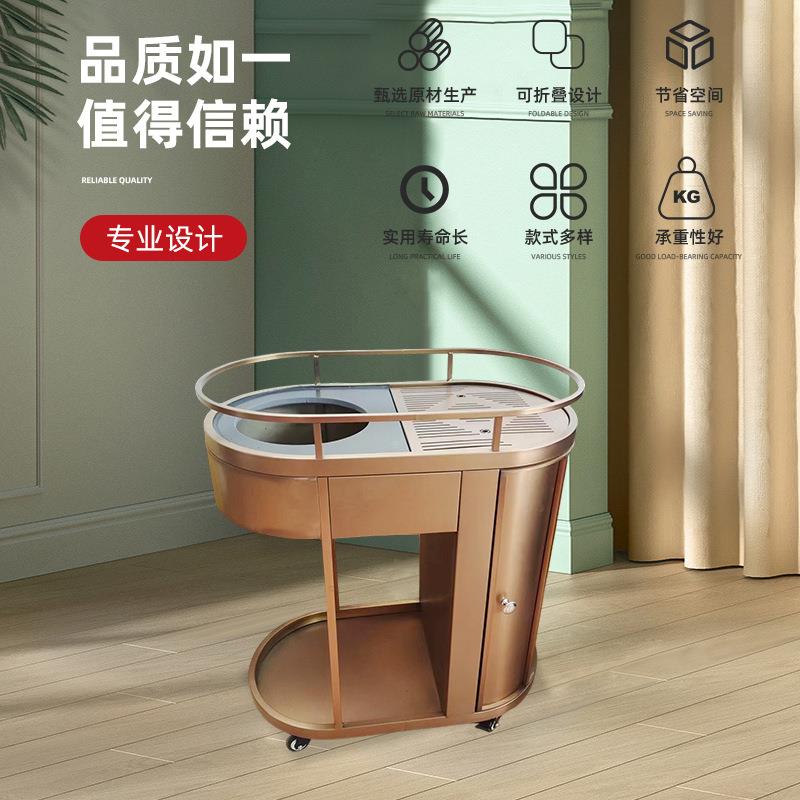 高档茶楼海鲜酒楼早茶店不锈钢茶水泡茶车推车