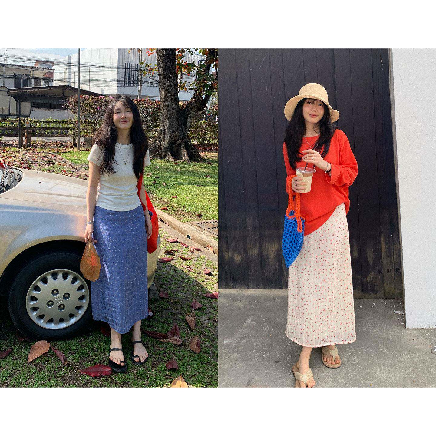 一三良品小个子 肌理感碎花长裙儿春夏显瘦直筒半身裙女2026新款