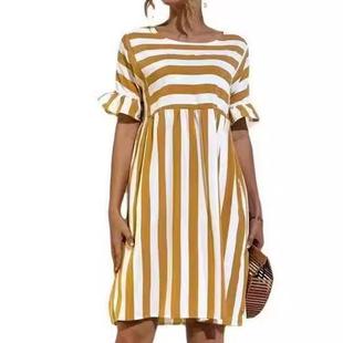 short casual sleeved patchwork dress Womens pocket ruffled