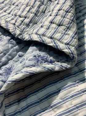 纯布料高档绗缝棉印被水洗花风车58039手工拼品布被床上用三件套