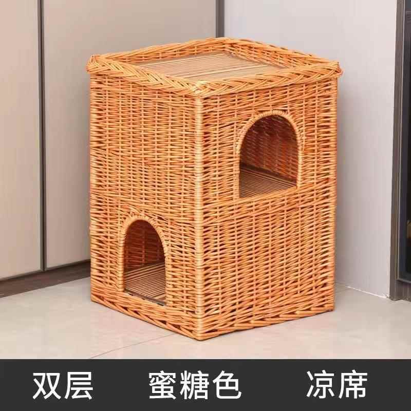 高档藤编房猫窝多层猫别墅猫子猫床树洞窝猫笼子猫四季通可水用洗