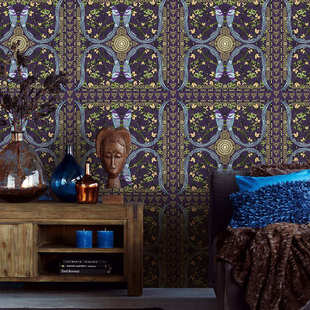 民族古风复古古典客厅摩洛哥背景田园壁纸美式花鸟壁纸卧室中式风