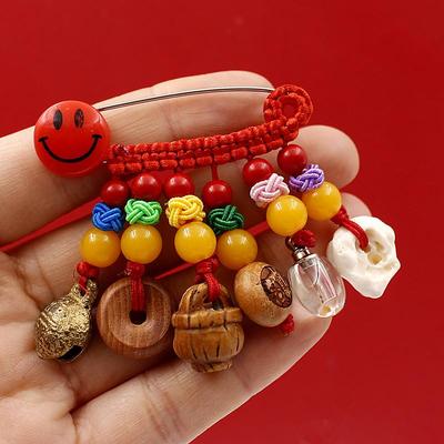 婴儿别针儿童宝宝孕妇挂件平安桃木s防惊吓扣针新生儿幼儿DIY胸针