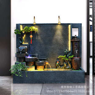 大假山流水墙屏风招财流水摆件庭院客厅办公室酒店鱼缸落地装 饰品