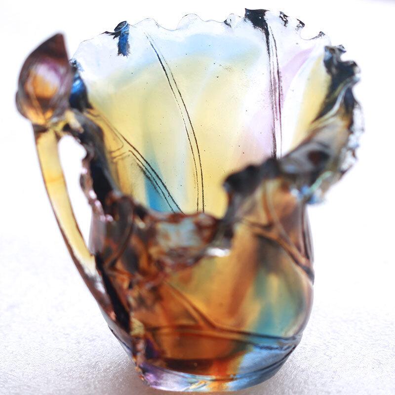 琉璃荷花笔筒摆件居家客厅办公桌面书桌摆放客户商务中式礼品