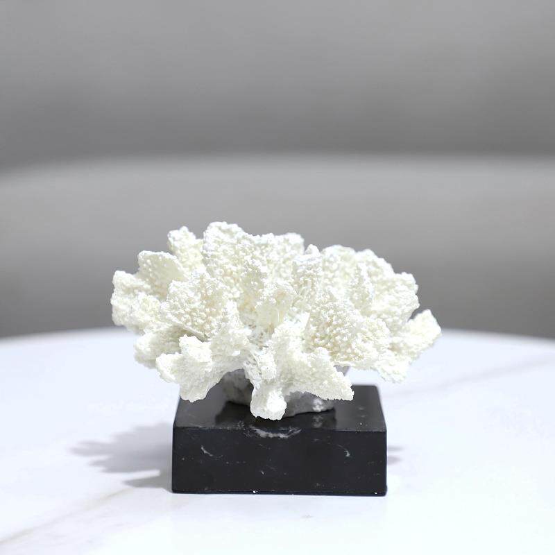 现代简约几何树脂白色珊瑚艺术装饰摆件玄关书房电视柜家居装饰品