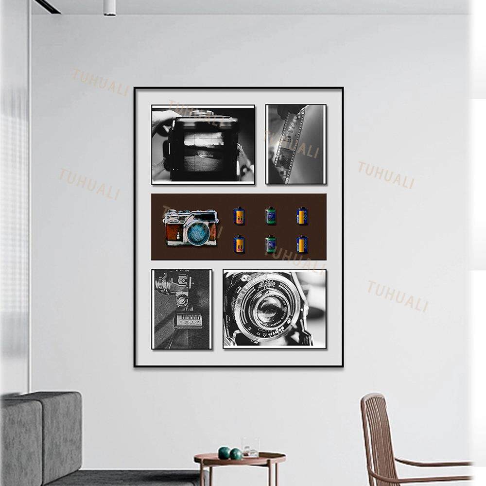 照相机装饰画拍摄立体相机胶卷实物画走廊过道卧室装饰画客厅挂画