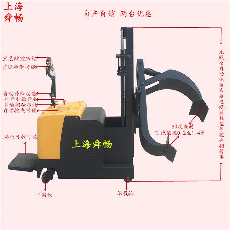 有腿式电动抱夹翻转堆高机无腿全自动夹包旋转装卸搬运堆放车