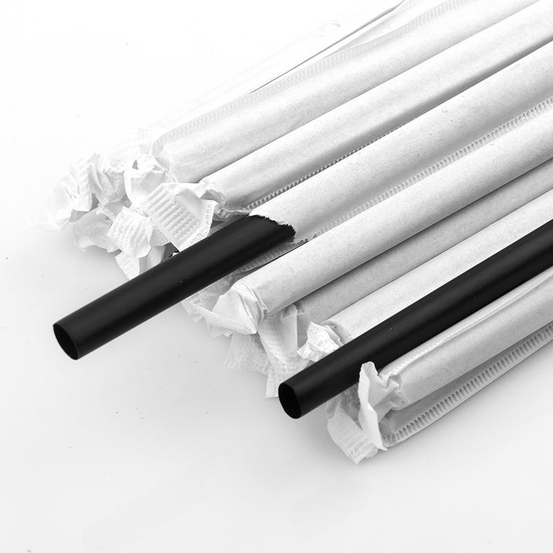 8mm*210mm独立纸包装黑色吸管直吸管一包100支黑沙冰酸奶吸管