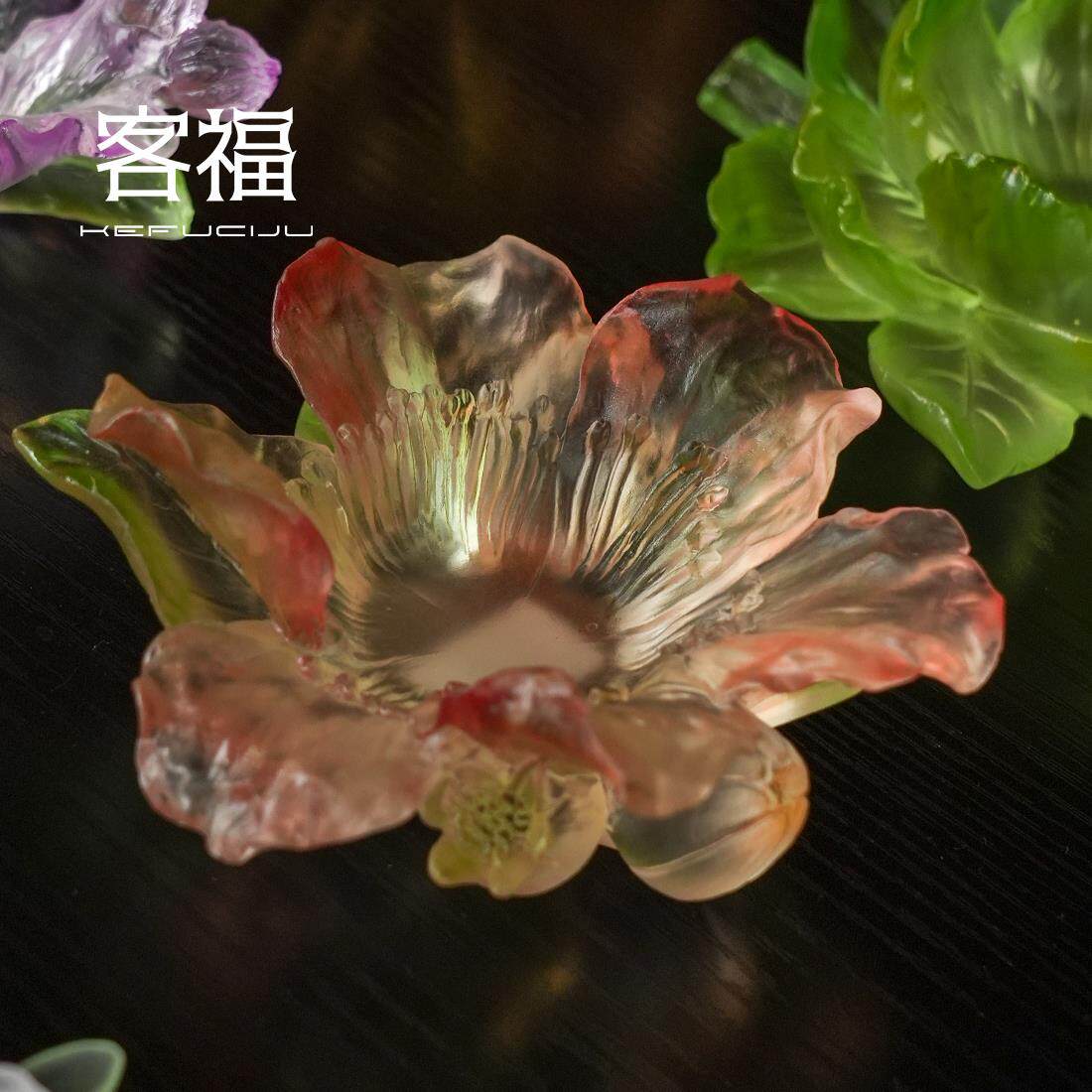 琉璃腊梅茶杯托十二花神牡丹烛台茶席置景杯垫功夫茶道配件中式