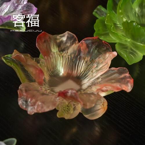 琉璃腊梅茶杯托十二花神牡丹烛台茶席置景杯垫功夫茶道配件中式