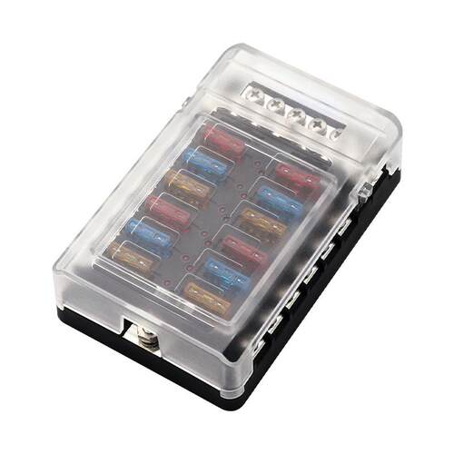 车船电路保险丝盒12路保险丝座带12P汇流排一体式带透明盖2V100A
