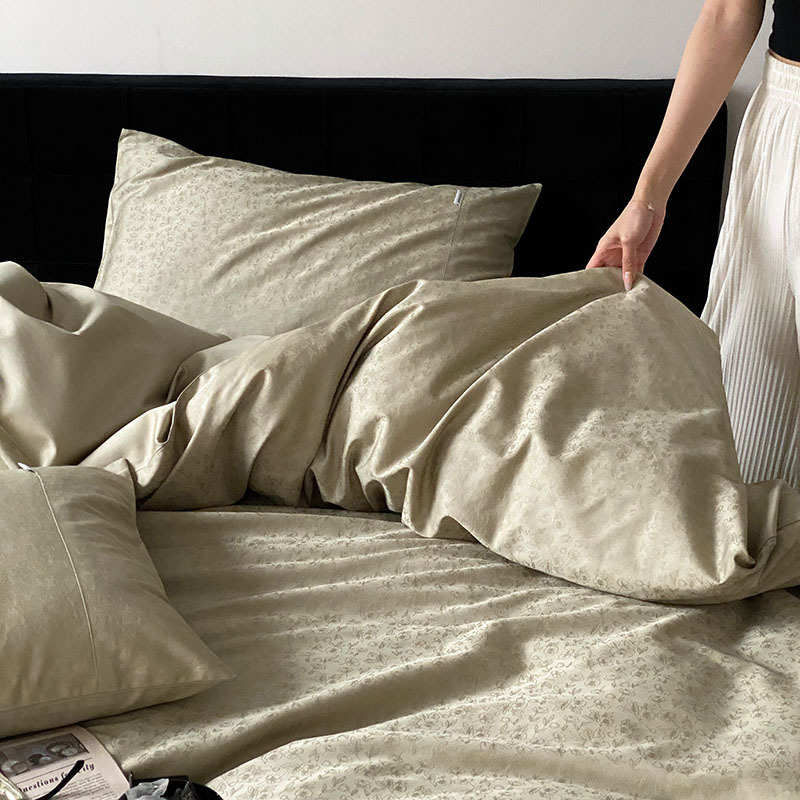 100支贡缎长绒棉～全棉纯棉提花四件套高级感裸睡床单被套床罩款4