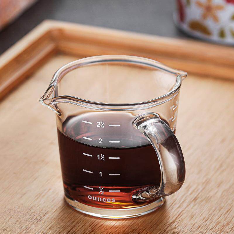 意式双嘴咖啡杯盎司杯迷你双面刻度玻璃量杯子小奶盅杯盅司杯
