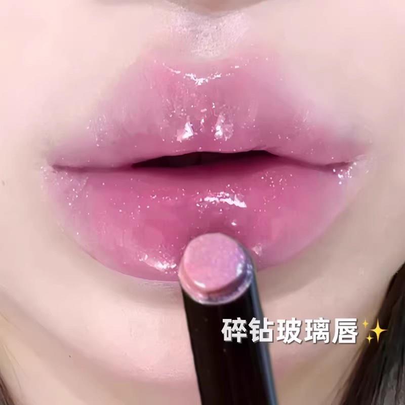 固体唇蜜水光淡紫色口红女滋润镜面水光成膜清冷感细闪唇冻橄榄皮