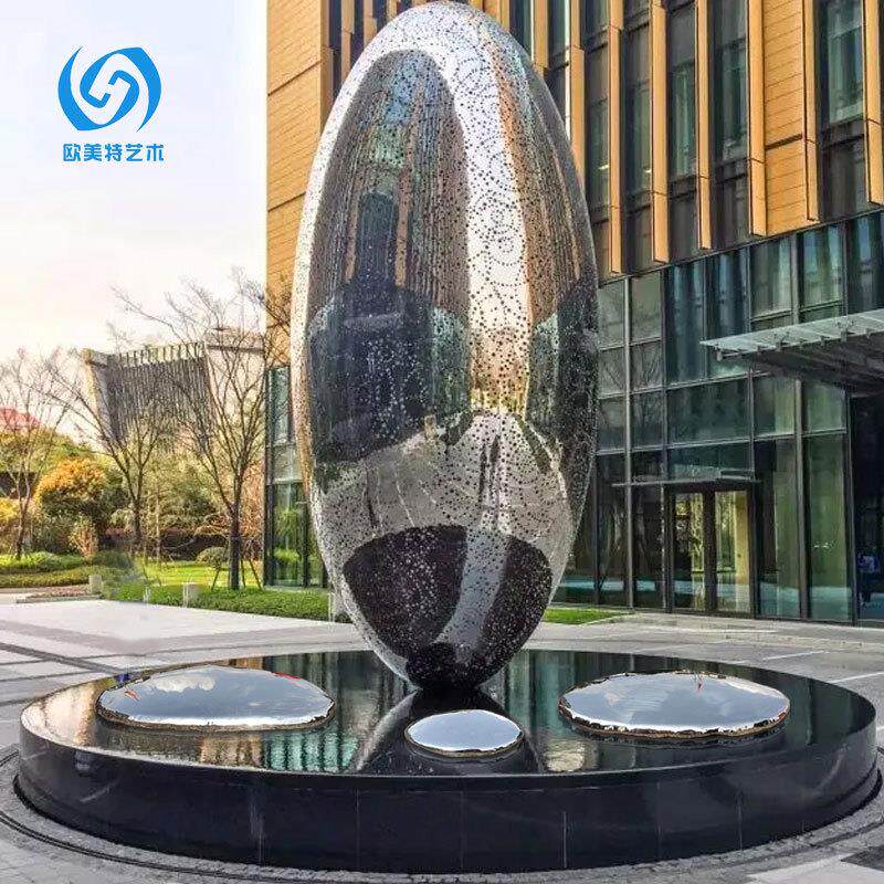 不锈钢镜面鹅卵石头订购不锈钢雕塑园林草坪景观水景装饰酒店摆件