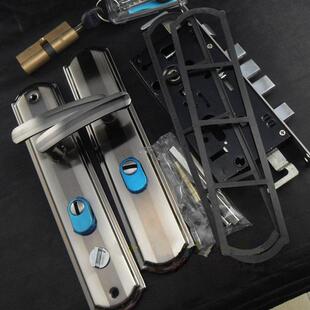 235孔黑金钢防盗门锁大门不锈钢锁天车位锁木门板手锁门拉把手套