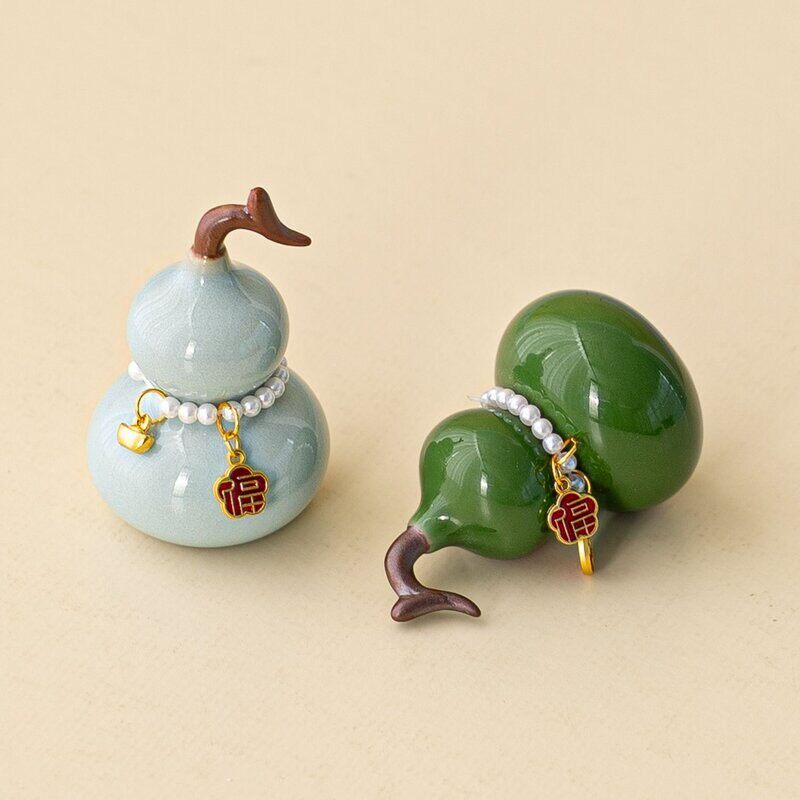 小众陶瓷工艺葫芦造型桌面摆件新款高颜值卧室展示架软装装饰工艺