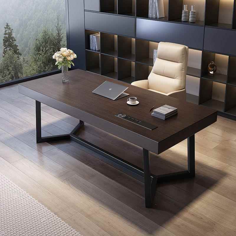 实木轻奢书桌意式极简家用书房写字台办公桌大小户型适用电脑桌