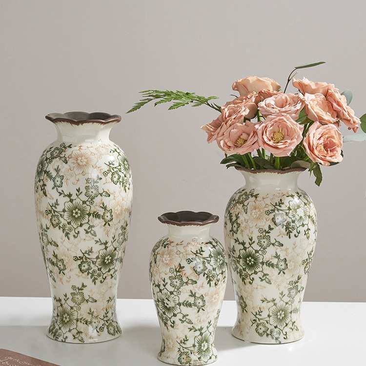 美式乡村复古田园风陶瓷花瓶摆件水培插花客厅餐桌装饰花器感