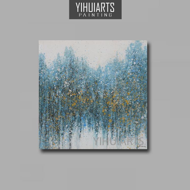 YIHUIARTS纯手绘抽象森林景观装饰油画书房客厅装饰挂画