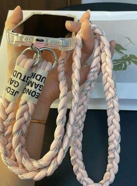 Durable Three-Strand Braided Mobile Phone Lanyard Long Cross