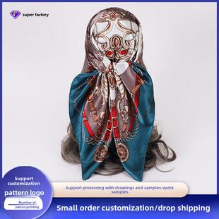 Simulated silk 90 square scarf fashion headscarf 时尚头巾