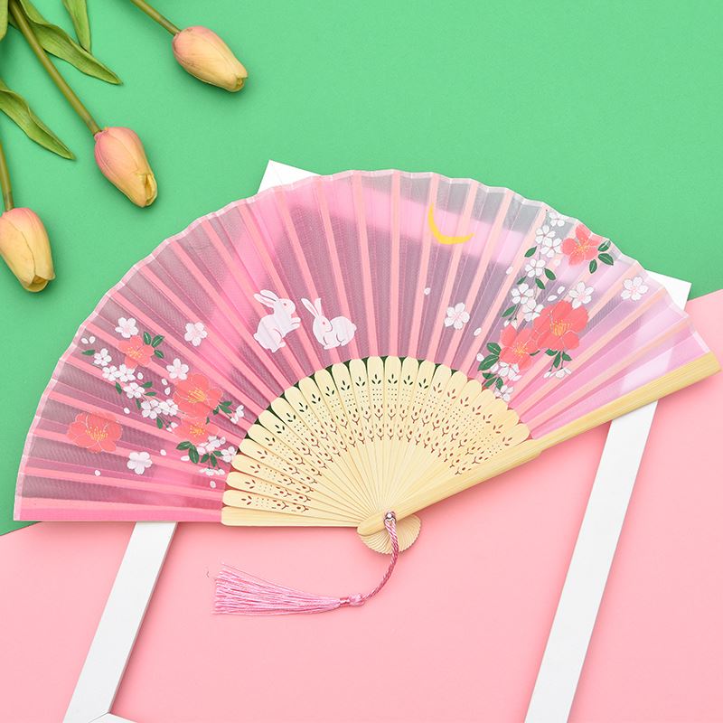 扇子古风折扇儿童女汉服旗袍中国风舞蹈扇古装仙气流苏小折叠扇风