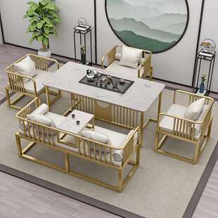 新中式大理石泡茶桌办公室会客洽谈茶桌椅组合家用客厅轻奢茶台